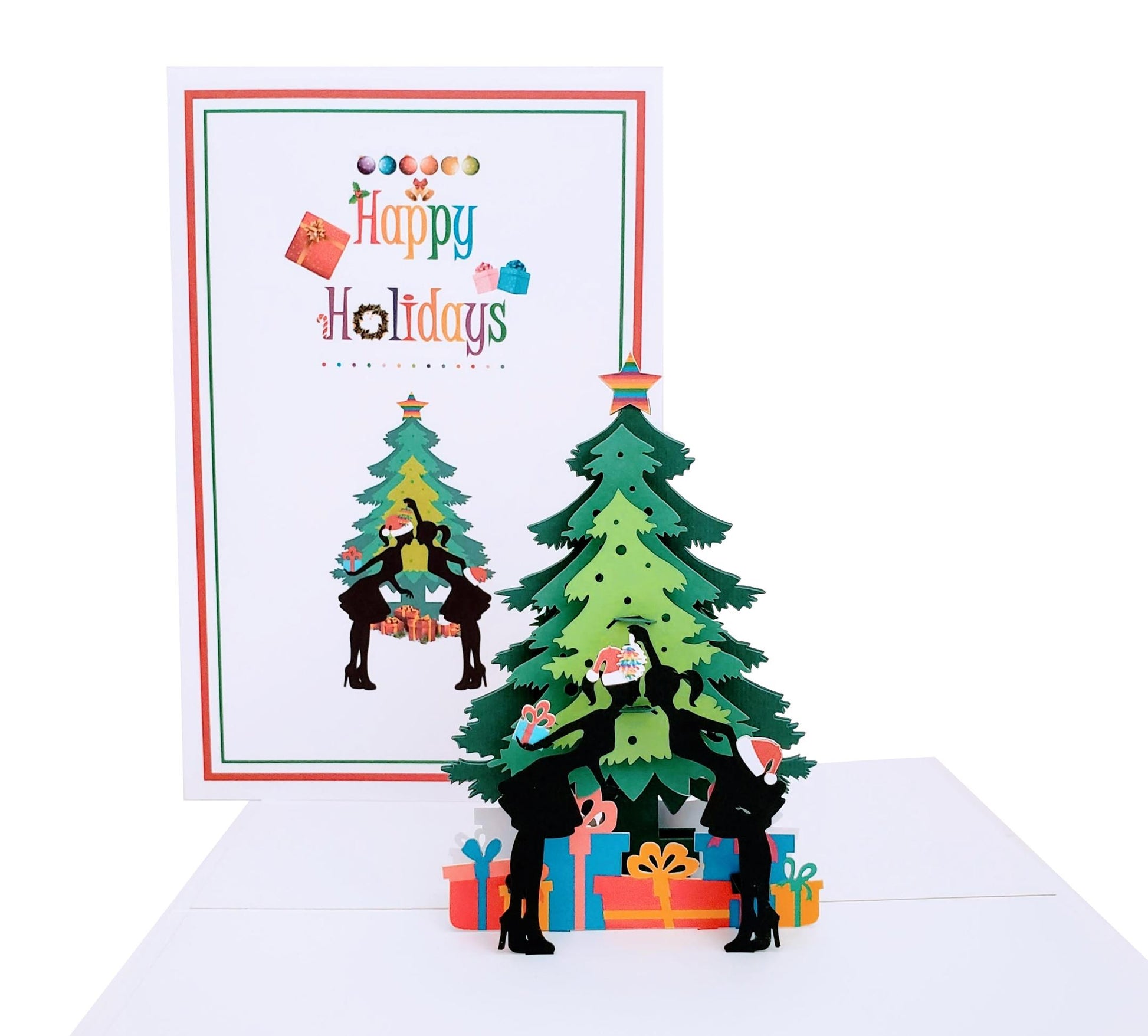 Lesbian Happy Holidays Mistletoe 3D Pop Up Greeting Card - Christmas - Fun - iGifts And Cards