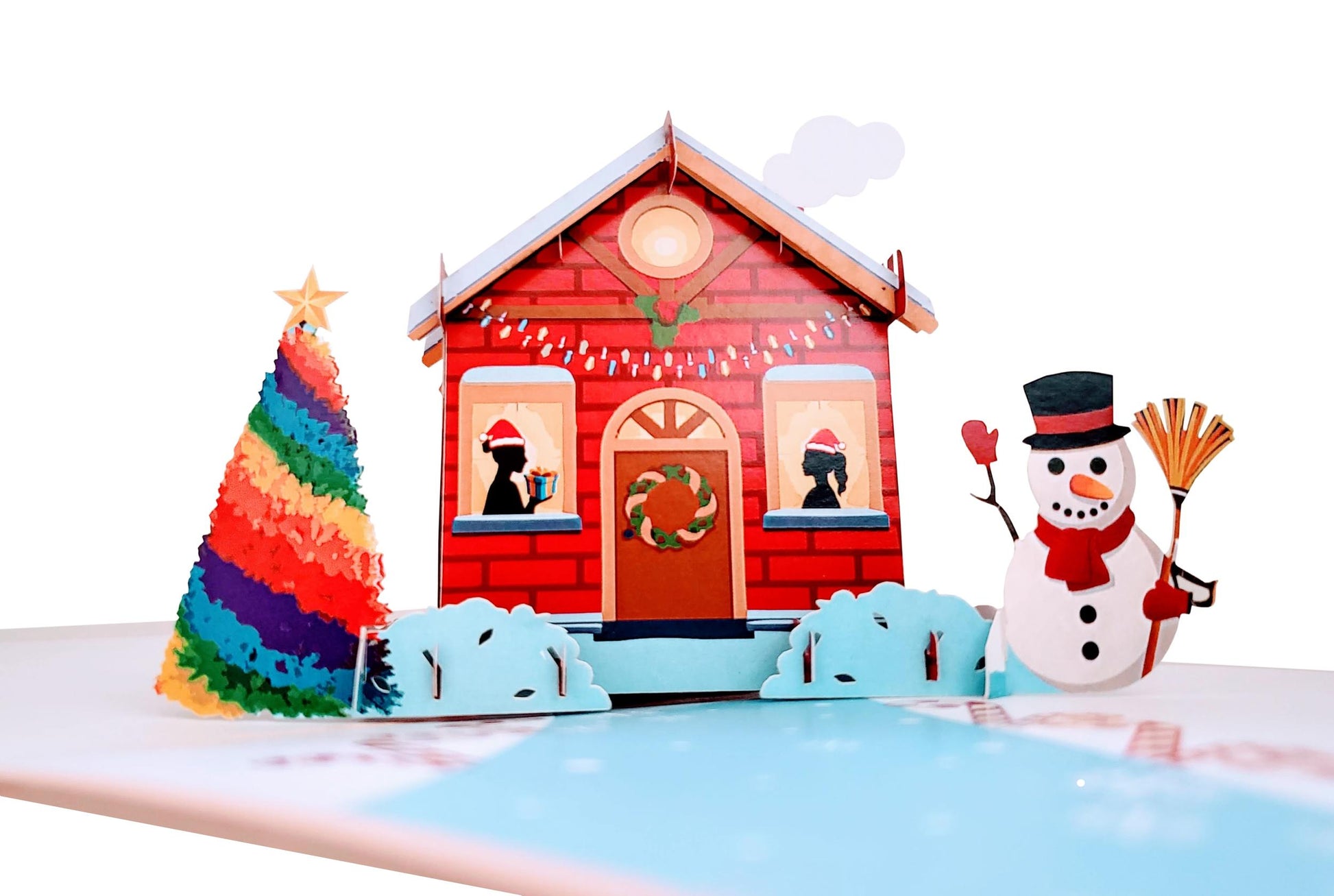Lesbian Snow House Happy Holidays 3D Pop Up Greeting Card - Christmas - Fun - Just Because - iGifts And Cards