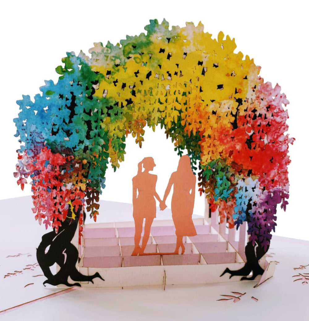 Lesbian Wisteria Flower Tunnel 3D Pop Up Greeting Card - Anniversary - Engagement - Gay - Lesbian - iGifts And Cards