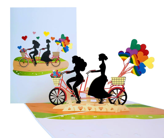 Lesbian Happy Fun Day 3D Pop Up Greeting Card - Anniversary - Awesome - Celebration - Congrats - Con - iGifts And Cards