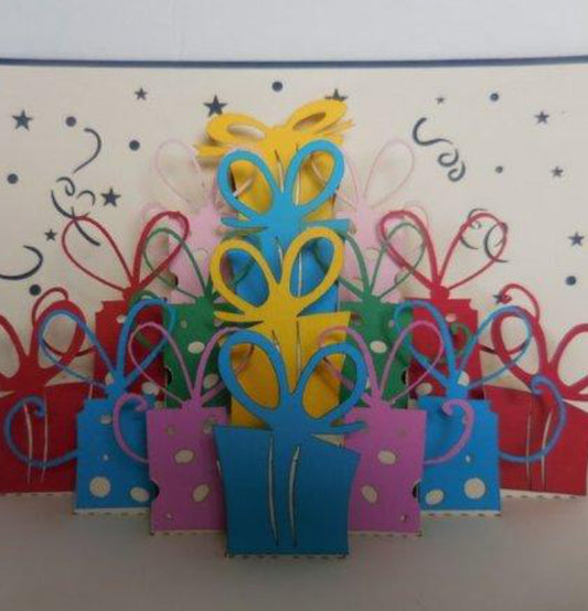 Lots of Presents (Blue Cover) 3D Pop Up Greeting Card - Birthday - iGifts And Cards