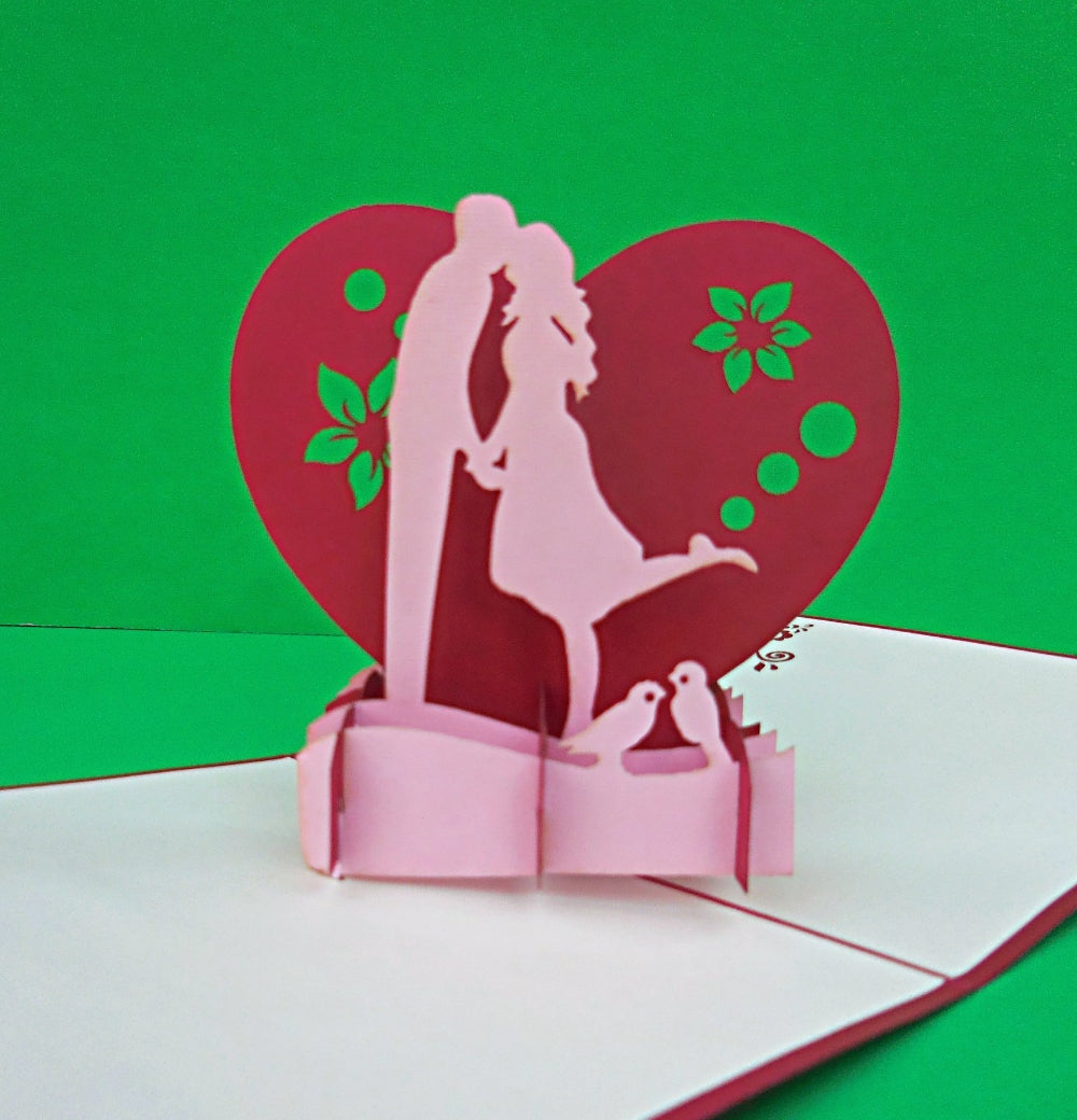Lovers in Heart 3D Pop Up Greeting Card - Engagement - Front Picks - Just Because - Love - Special D - iGifts And Cards