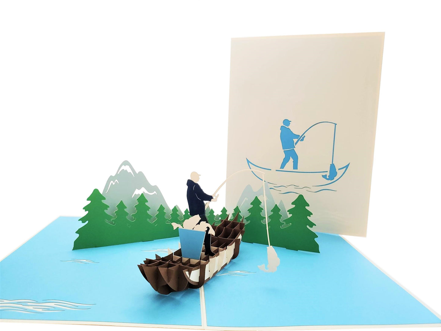 Mountain Lake Fishing 3D Pop Up Greeting Card - Birthday - Father's Day - Fun - Retirement - Special - iGifts And Cards