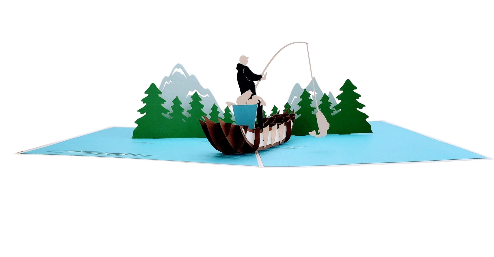Mountain Lake Fishing 3D Pop Up Greeting Card - Birthday - Father's Day - Fun - Retirement - Special - iGifts And Cards