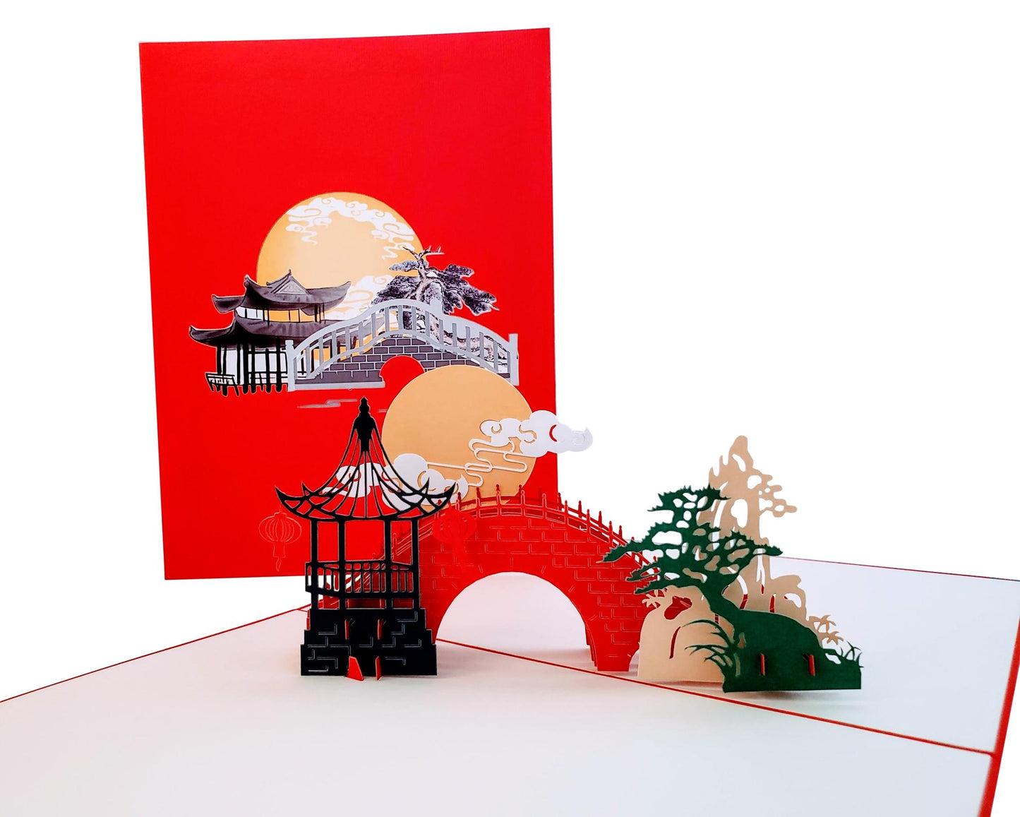 Asian Pavilion Scenery 3D Pop Up Greeting Card - Birthday - Chinese New Year - Chinese New Year 2023 - iGifts And Cards
