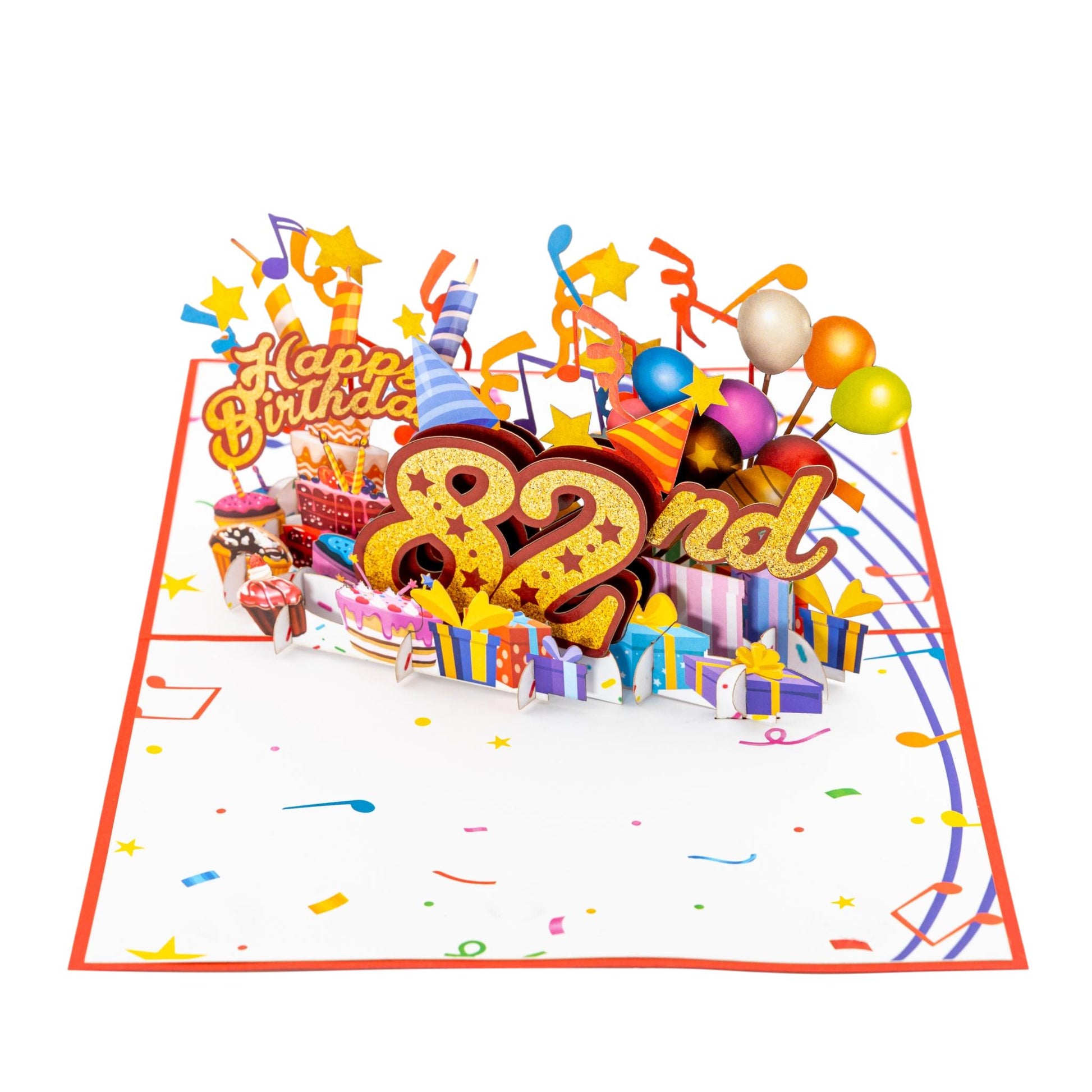 Happy 82nd Red Birthday 3D Pop Up Greeting Card - Happy Birthday - iGifts And Cards