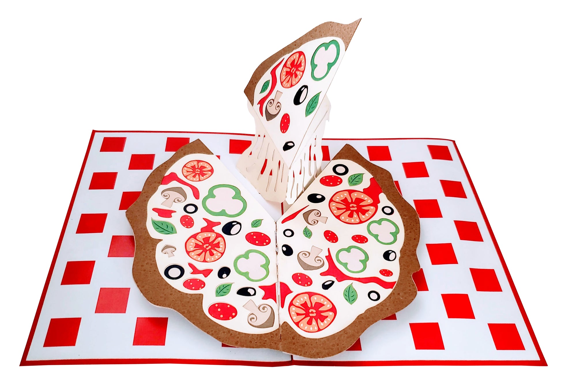 Gourmet Pizza 3D Pop Up Greeting Card - All Occasion - Birthday - Celebration - Centerpiece - Cute - iGifts And Cards