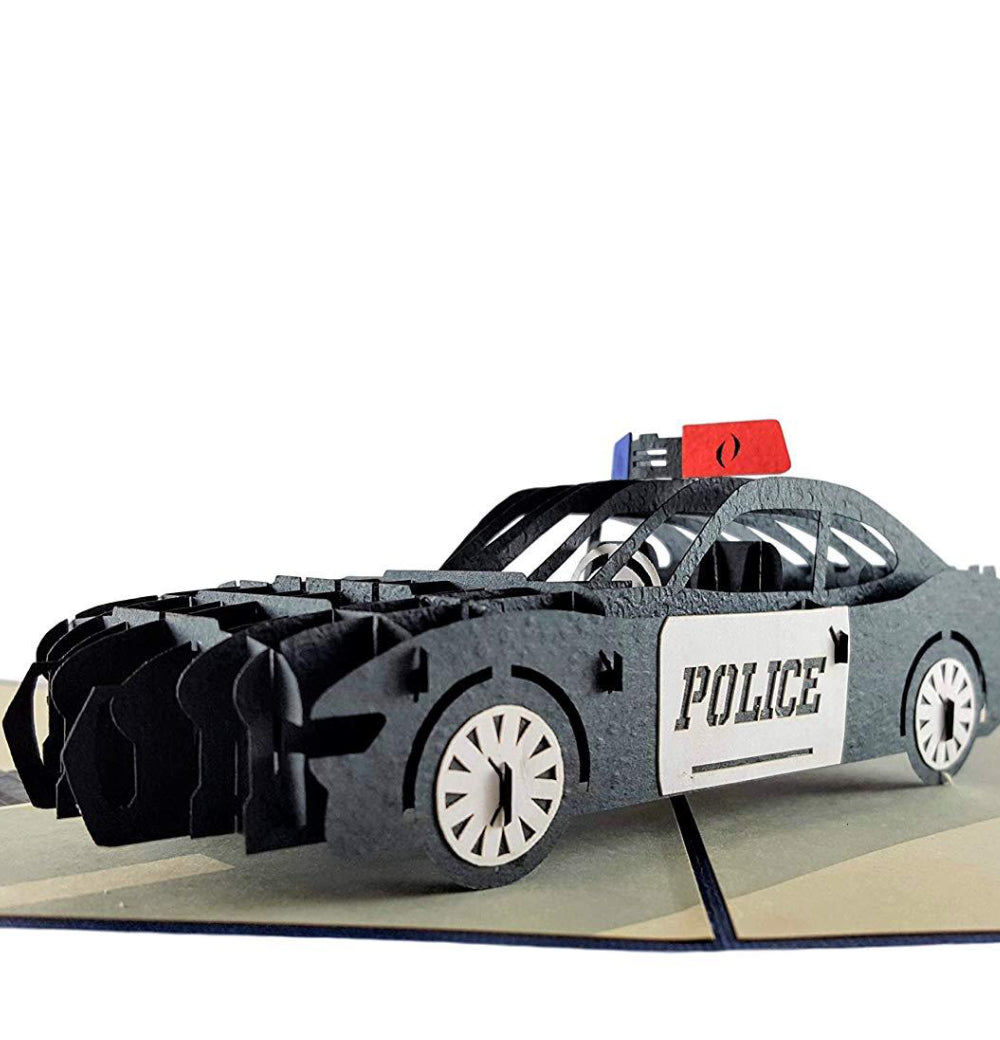 Police Car 3D Pop Up Greeting Card - Birthday - Front Page - Graduation - Patriotic - Retirement - T - iGifts And Cards