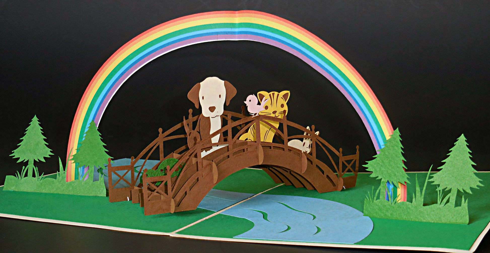 Rainbow Bridge 3D Pop Up Greeting Card - Animal - Easter - Fun - Get Well - Just Because - Thank You - iGifts And Cards
