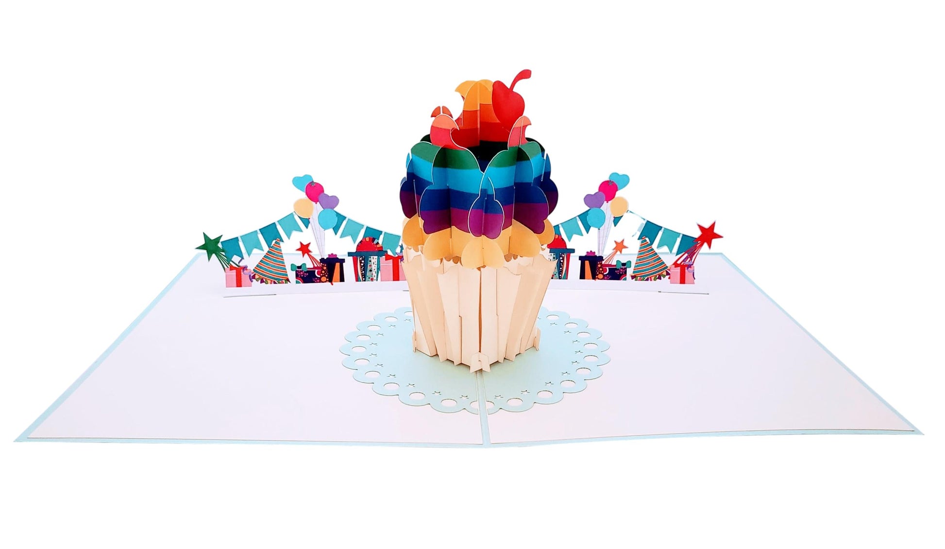 Happy Birthday Rainbow Cupcake 3D Pop Up Greeting Card - Birthday - Celebration - Fun - Special Days - iGifts And Cards