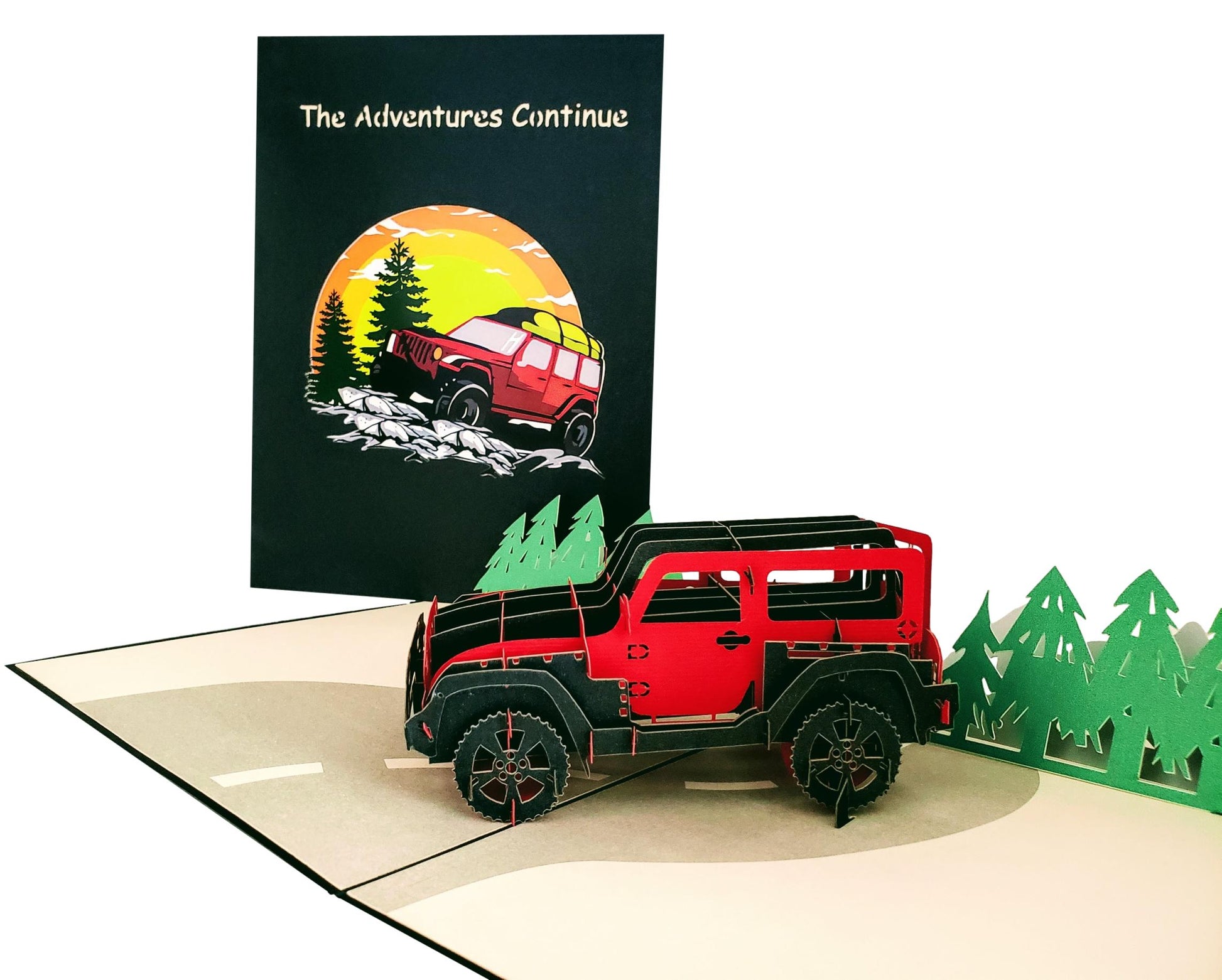 Red Jeep 3D Pop Up Greeting Card - All Occasion - Birthday - Dad - Father's Day - Graduation - Happy - iGifts And Cards