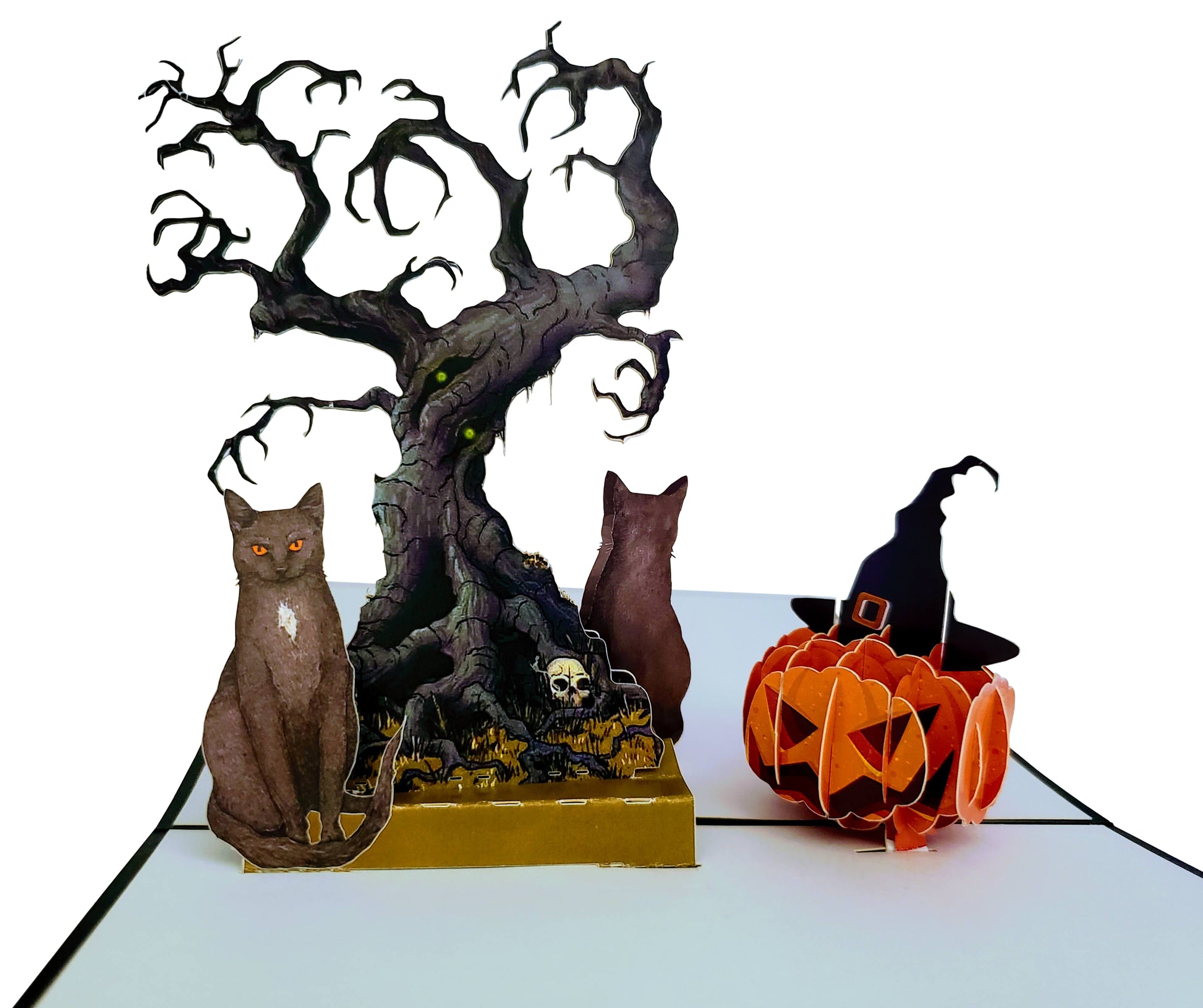 Black Cat and the Spooky Tree 3D Pop Up Greeting Card - 3d halloween card - best deal - black cat ha - iGifts And Cards