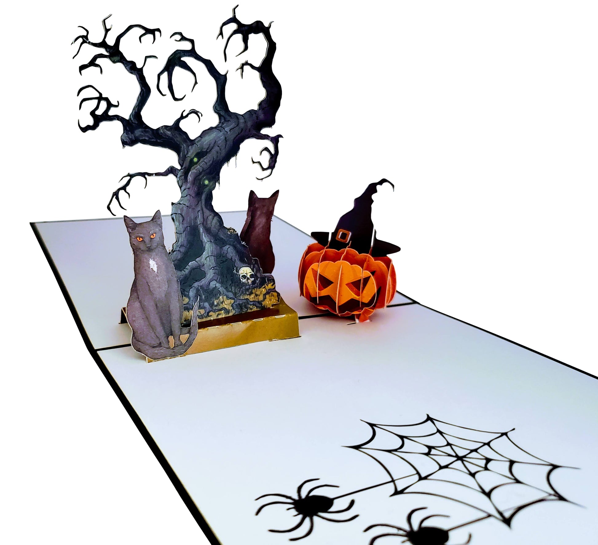 Black Cat and the Spooky Tree 3D Pop Up Greeting Card - 3d halloween card - best deal - black cat ha - iGifts And Cards