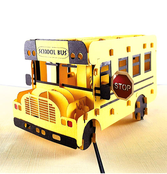 School Bus 3D Pop Up Greeting Card - Front Page - Fun - Get Well - Iconic - Just Because - Special D - iGifts And Cards