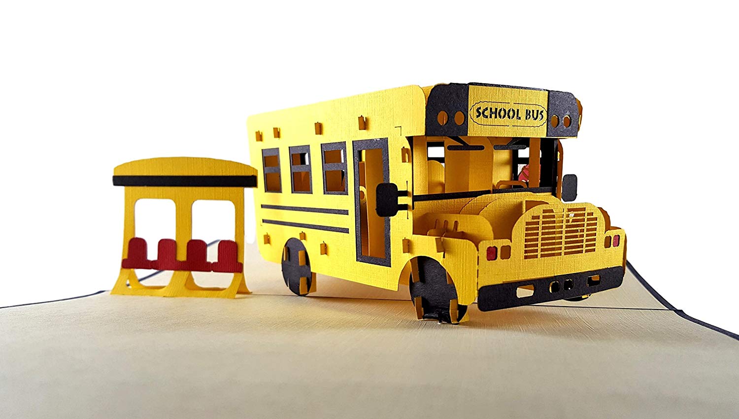 School Bus 3D Pop Up Greeting Card - Front Page - Fun - Get Well - Iconic - Just Because - Special D - iGifts And Cards