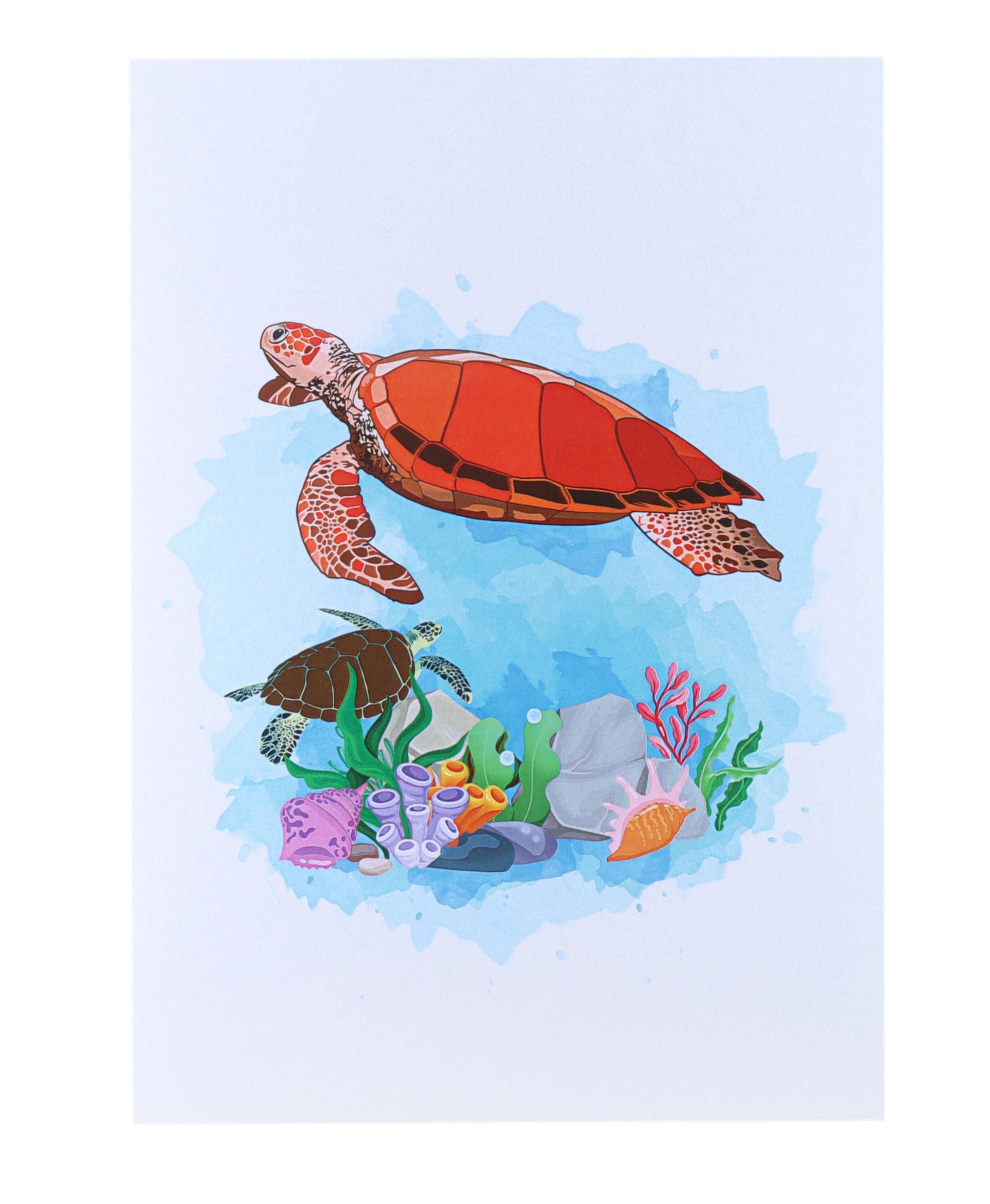 Sea Turtle 3D Pop Up Greeting Card - Birthday - earth day - Father's Day - Graduation - hello summer - iGifts And Cards