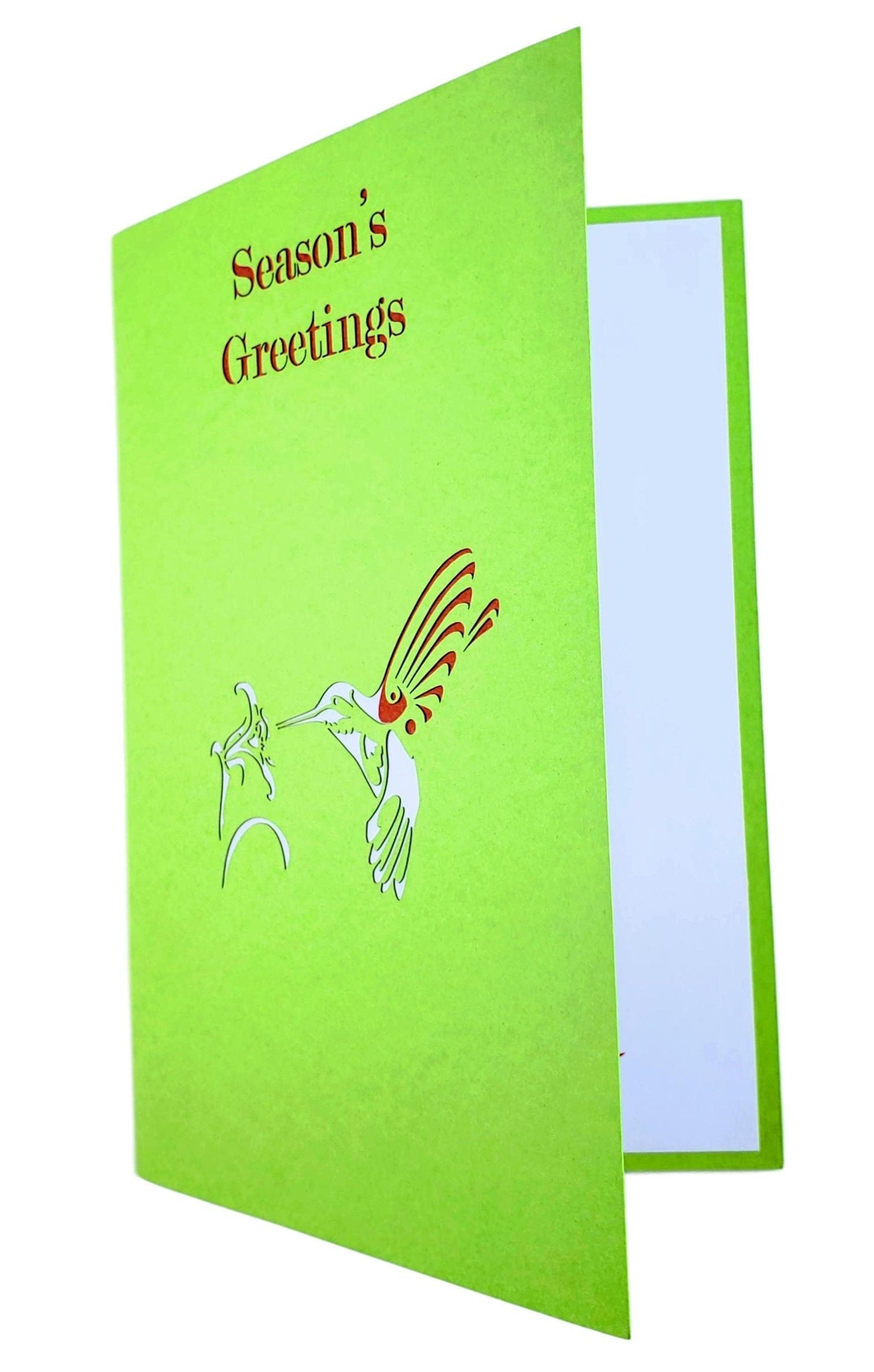 Season's Greetings Hummingbird 3D Pop Up Greeting Card - Christmas - iGifts And Cards