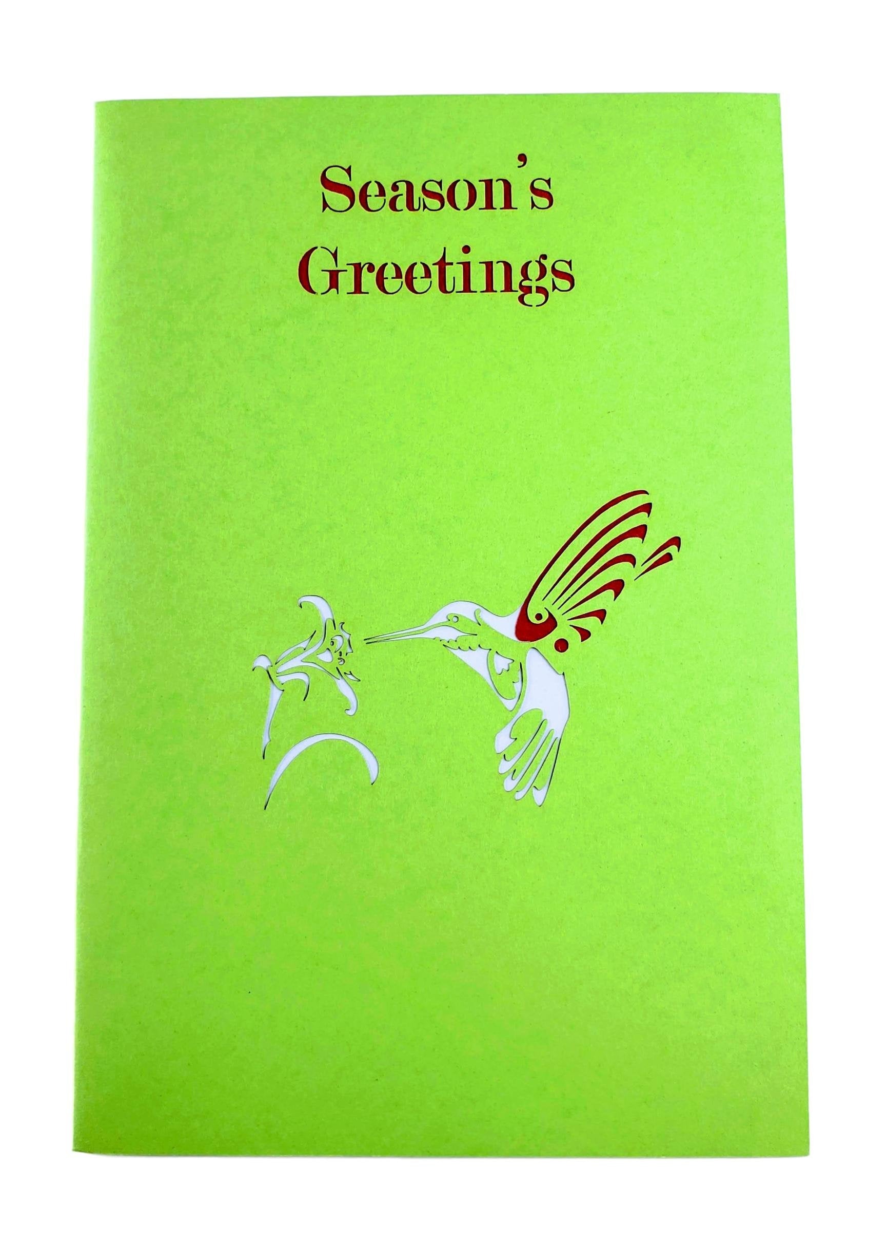 Season's Greetings Hummingbird 3D Pop Up Greeting Card - Christmas - iGifts And Cards