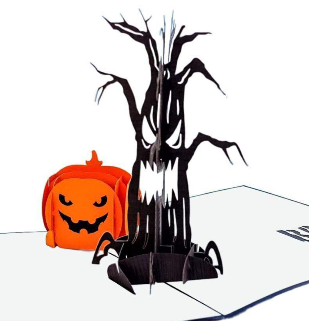 Spooky Tree and Jack-O-Lantern 3D Pop Up Greeting Card - Halloween - iGifts And Cards