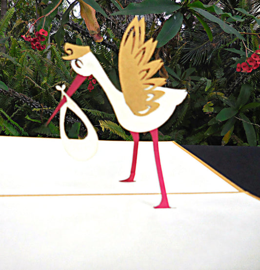 Stork 3D Pop Up Greeting Card - Baby Shower - Fun - Special Days - iGifts And Cards