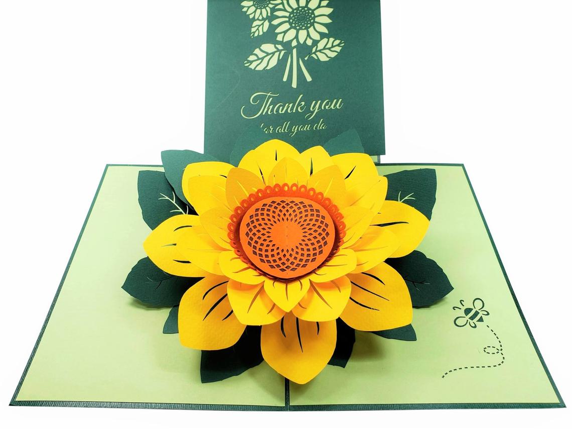 Sunflower Thank You 3D Pop Up Greeting Card - 2020 May - Thank You - iGifts And Cards