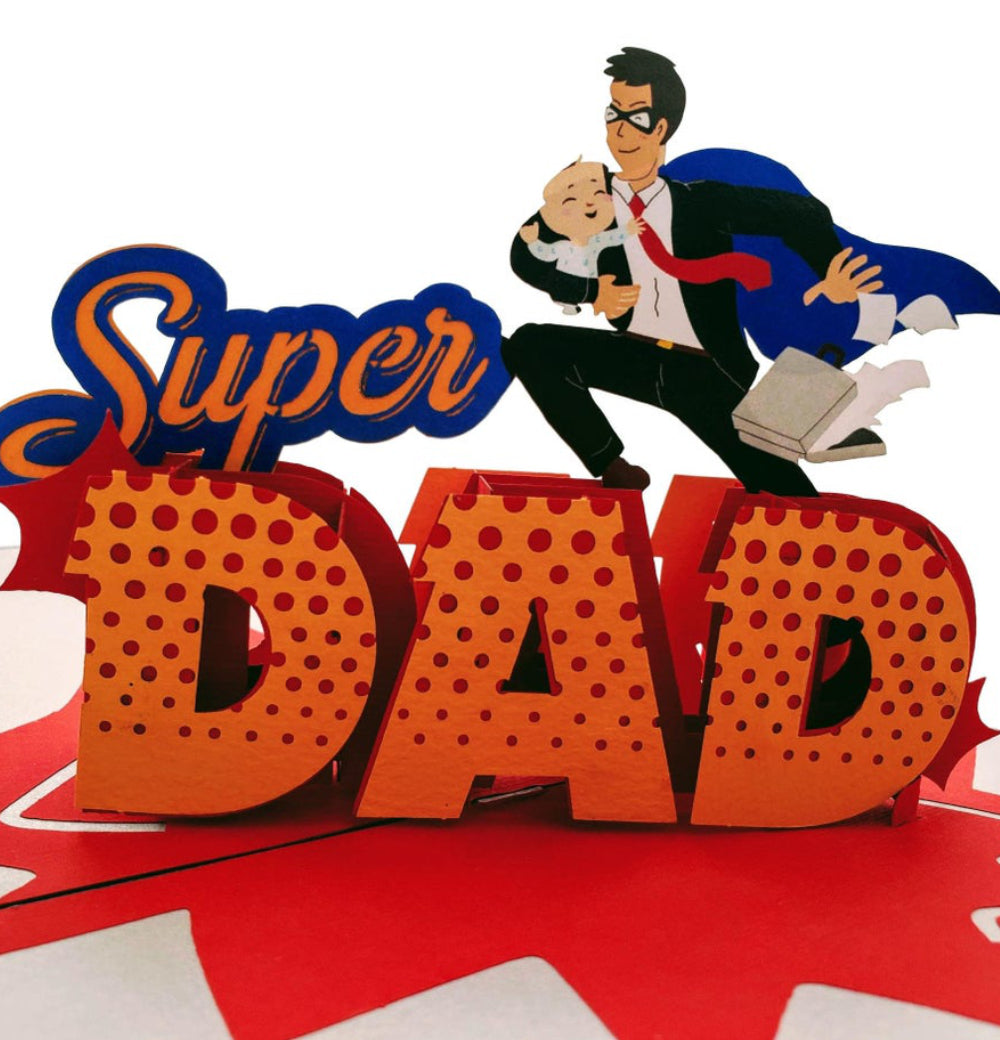 Super Dad 3D Pop Up Greeting Card - best deal - Birthday - Dad - Father - Father's Day - iGifts And Cards