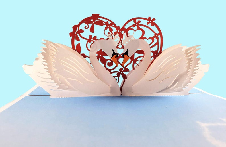 Swan Heart 3D Pop Up Greeting Card - Love - valentine - Valentine's Day - iGifts And Cards