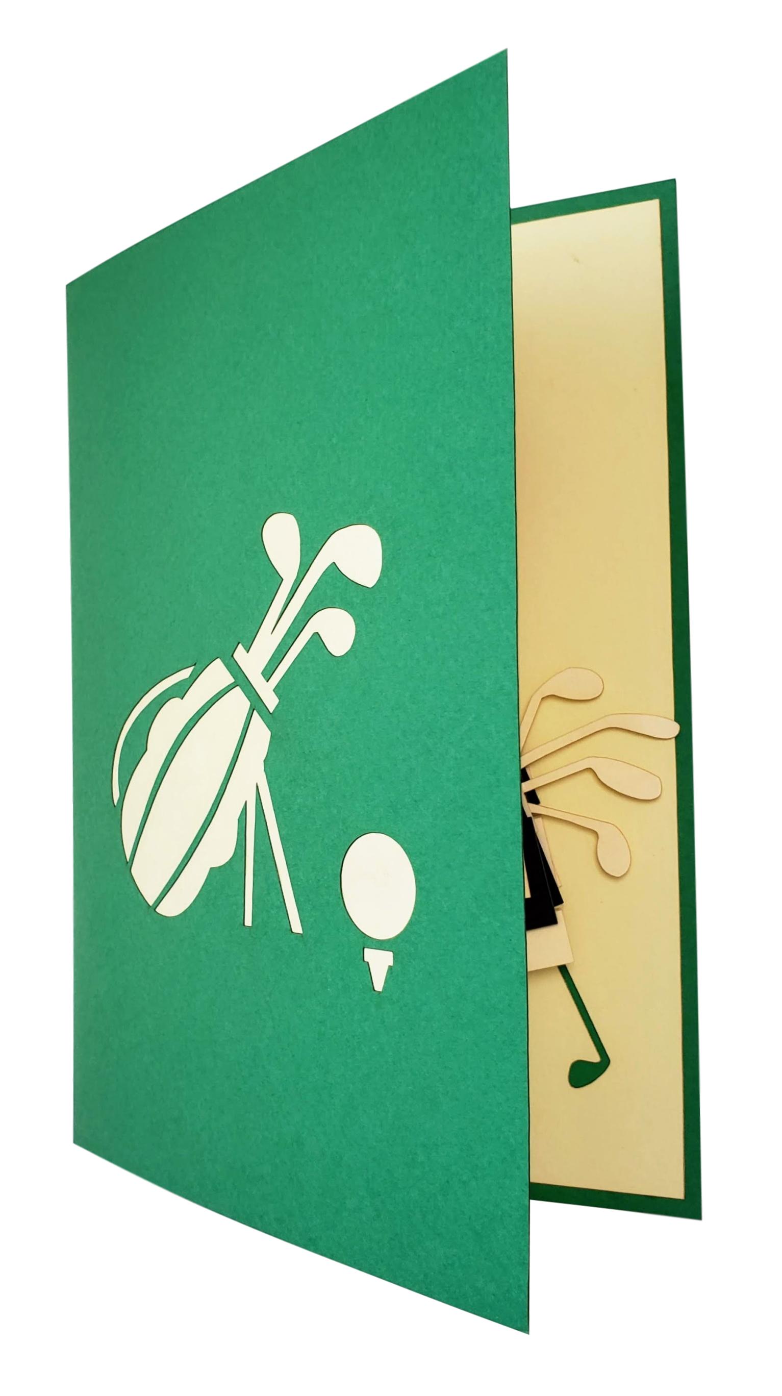Tee Time 3D Pop Up Greeting Card - Birthday - Father's Day - Green - Happy Birthday - Retirement - iGifts And Cards