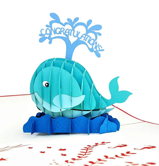 Unique Congratulations Whale (Red Cover) 3D Pop Up Card - Congratulations - Special Days - iGifts And Cards