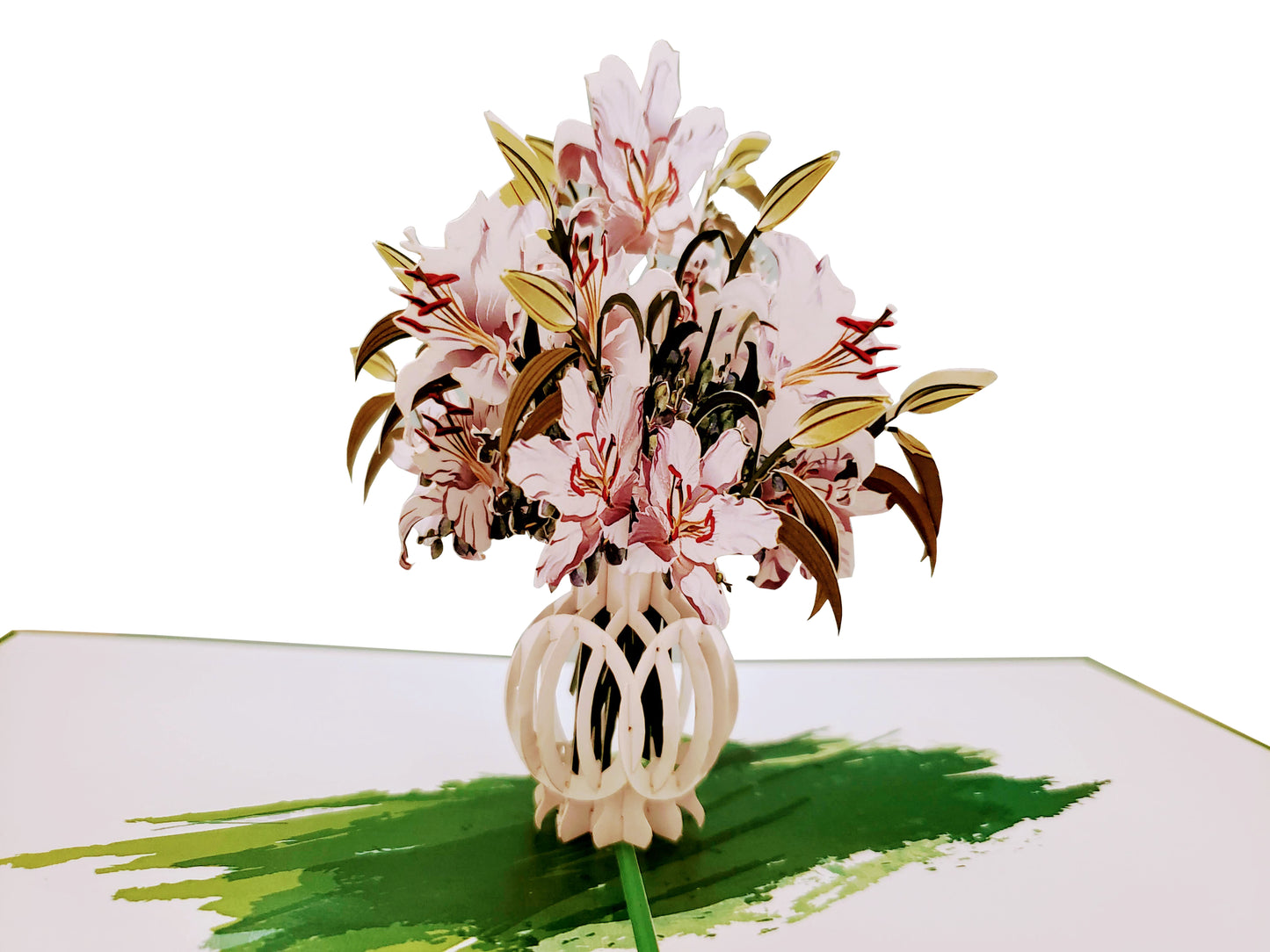 Awesome White Lilies Bouquet 3D Pop Up Greeting Card - Anniversary - best deal - Birthday - funny bi - iGifts And Cards