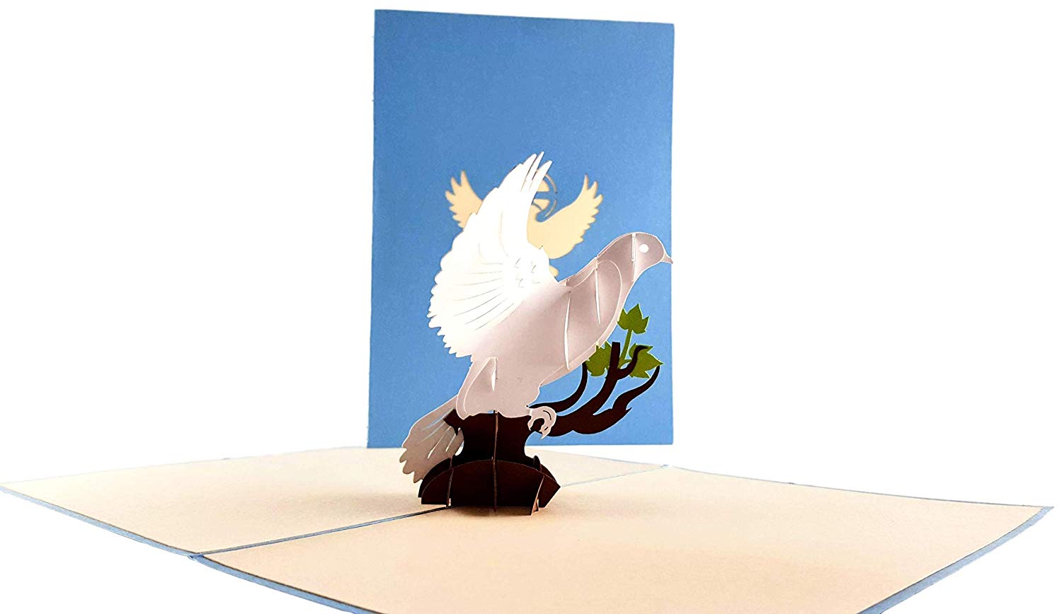 White Dove with Olive Branch 3D Pop Up Greeting Card - Animal - Animals - Baby Shower - Easter - Rel - iGifts And Cards