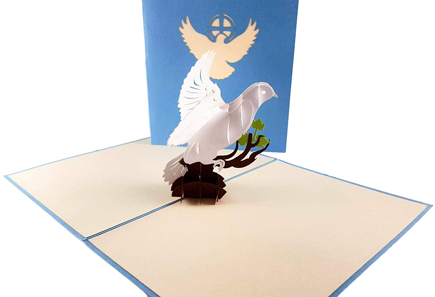 White Dove with Olive Branch 3D Pop Up Greeting Card - Animal - Animals - Baby Shower - Easter - Rel - iGifts And Cards