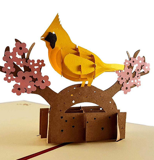 Yellow Cardinal 3D Pop Up Greeting Card - Admin Assistant Day - Fun - Just Because - Special Days - iGifts And Cards