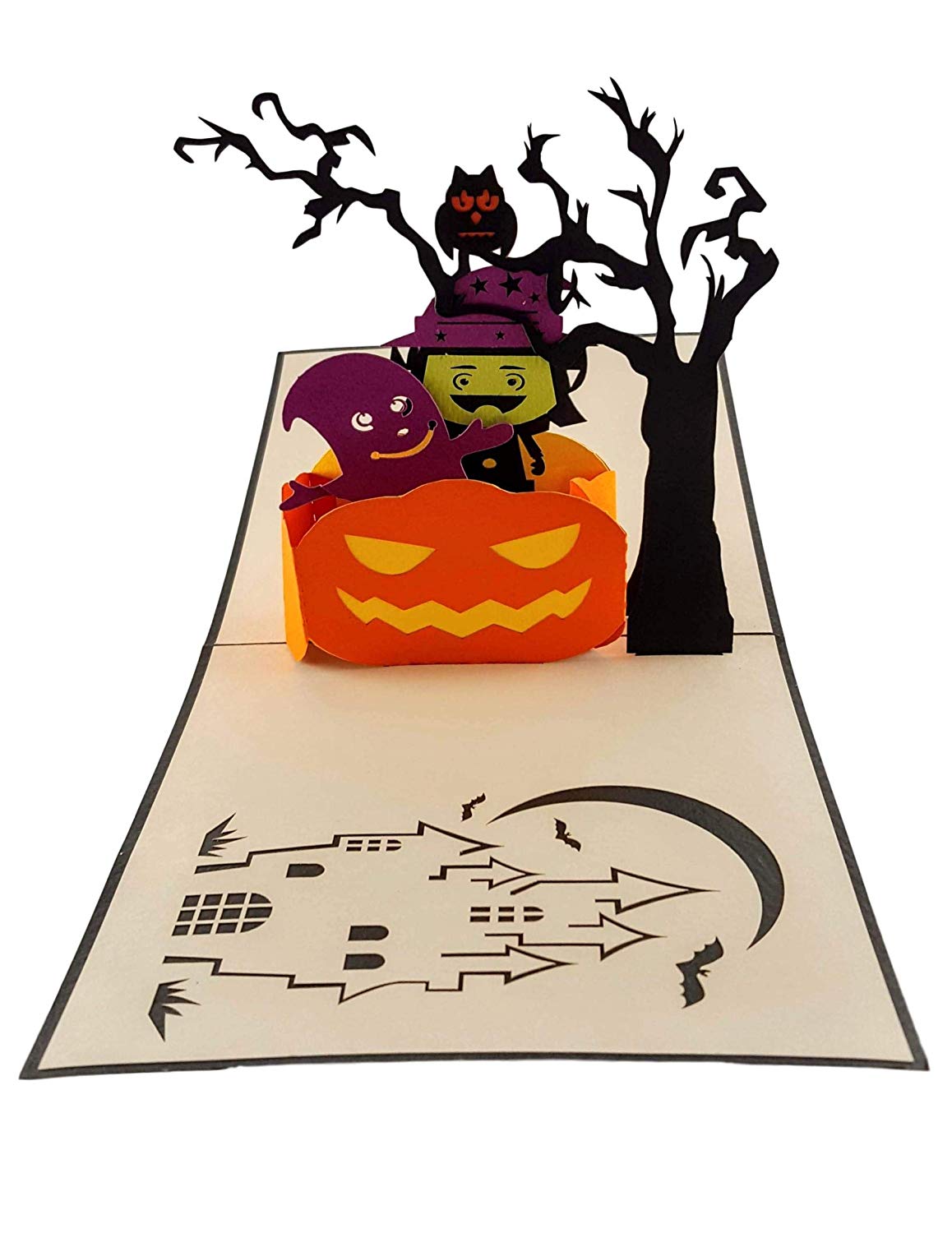 Young Witch and Friendly Ghost 3D Pop Up Greeting Card - Halloween - iGifts And Cards
